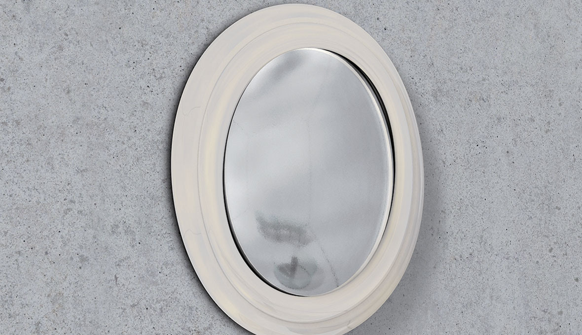 Ancienne sorcière ovale miroir argenté